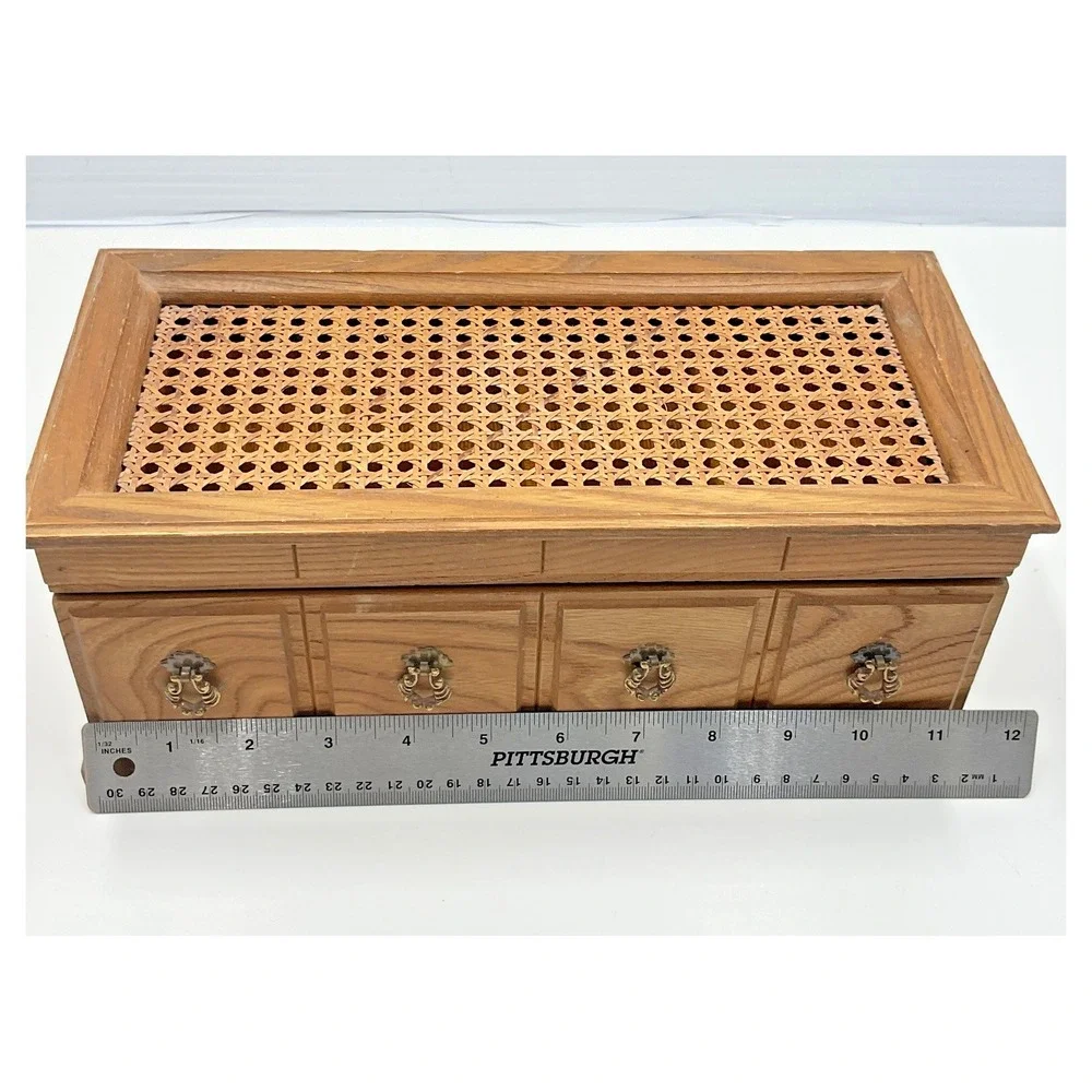 Vintage Wooden Music and‎ Jewelry Box with Brass Handles